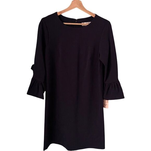 NWT Nanette Lepore Dark Navy Spring Bloom Bell Sleeve Dress in Size 2, 8, 12 - Picture 3 of 10